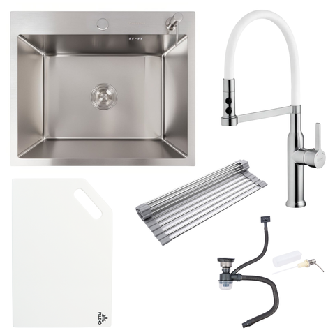 Комплект кухонної мийки Valeso 60х50HM WHI16 Kitchen Line SL73271 фото