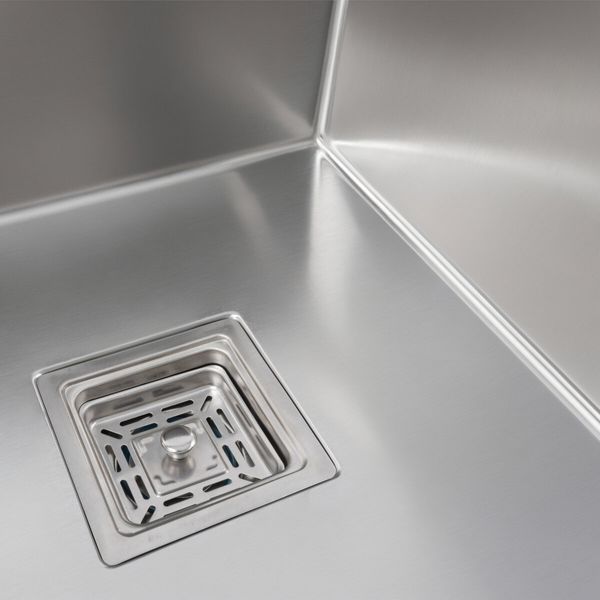 Кухонная мойка нержавеющая Platinum Handmade HDB 80*45 на две чаши (квадратный сифон) 40404 фото