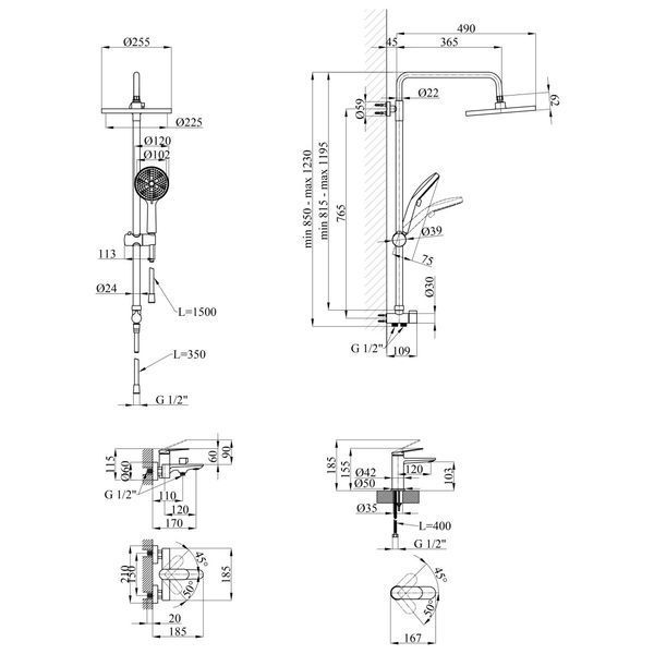Набор смесителей для ванной комнаты Kroner Element 211801-0101 SS43149 фото