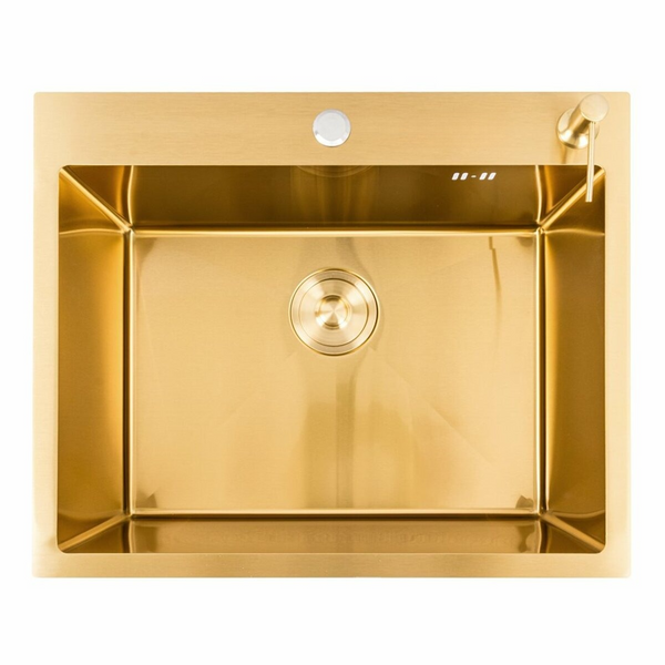 Комплект кухонной мойки Platinum Handmade 60*50 PVD Gold pl23548 фото