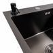 Кухонна мийка CM 65*50 L чорна PVD VALESO Handmade (круглий сифон 3,0/0,8) 45901 фото 4