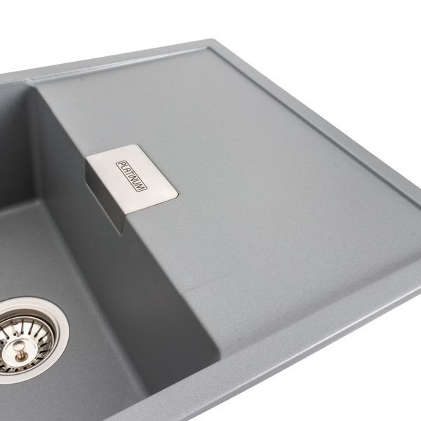 Гранітна мийка для кухні Platinum 8650 DIAMOND матова (сірий металік) 39826 фото