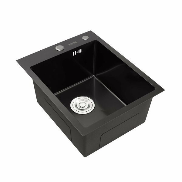 Кухонна мийка 40*50 Platinum Handmade PVD чорна (сифон крулий 3,0/0,8) 44873 фото
