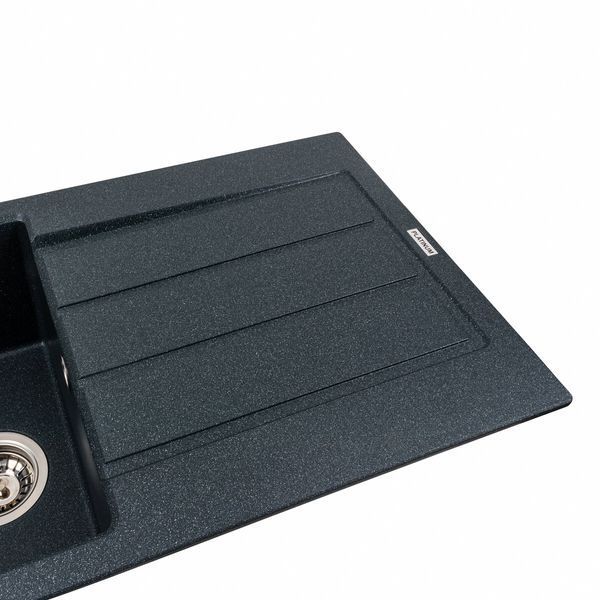 Гранітна мийка для кухні Platinum 7843 SOLID матовий Антрацит 42234 фото