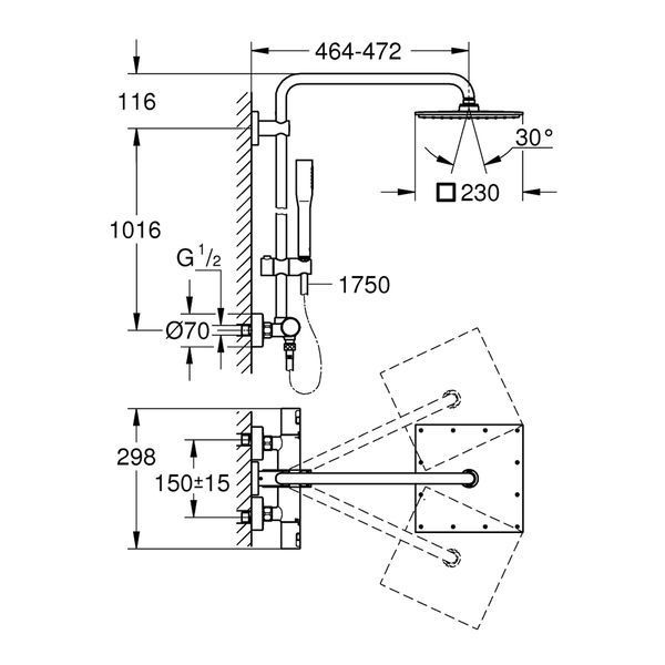 Душова система термостатична Grohe QuickFix Vitalio Joy System 230 26365000 CV033302 фото