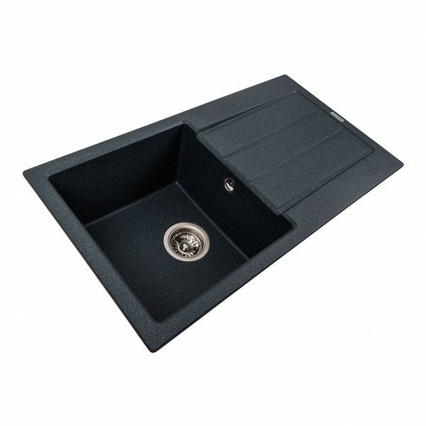 Гранітна мийка для кухні Platinum 7843 SOLID матовий Антрацит 42234 фото