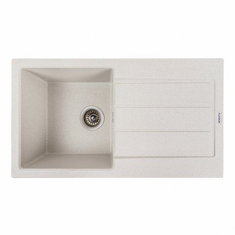 Гранітна мийка для кухні Platinum 7843 SOLID матова Біла в крапку 42235 фото