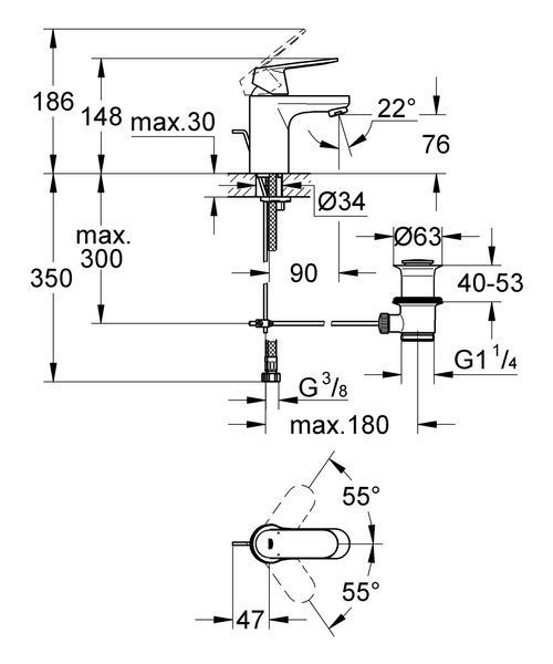 Eurosmart Cosmopolitan Одноважільний змішувач для раковини S-Size (32825000) 32825000 фото