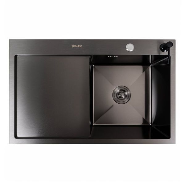 Комплект кухонної мийки Valeso 78х50 RHM PVD ST05 Grafite SL44712 фото