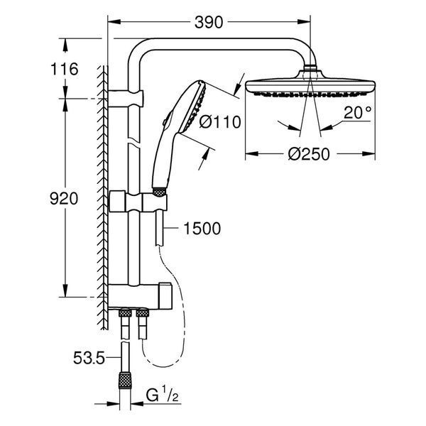 Душевая система Grohe QuickFix Vitalio Start 250 26989001 CV034564 фото
