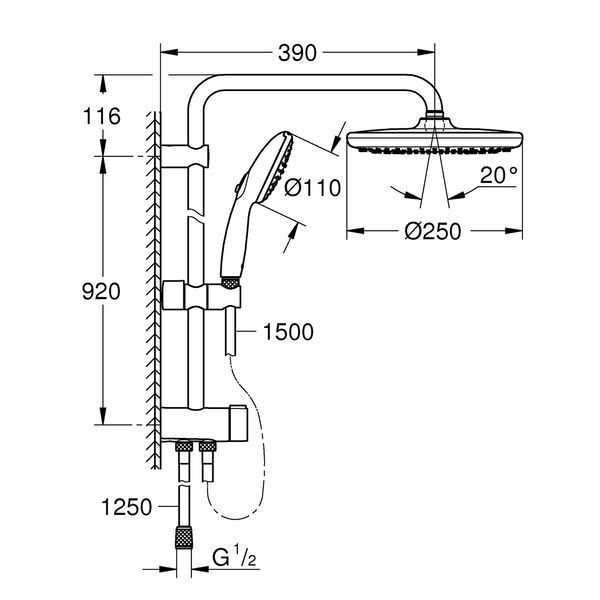 Душевая система Grohe QuickFix Vitalio Start 250 26989001 CV034564 фото