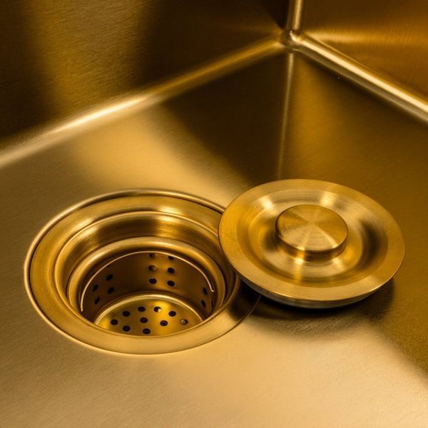 Кухонна мийка 50*50 PVD Gold Valeso Handmade (сифон круглий, 3,0/0,8) 45921 фото