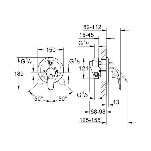 Змішувач прихованого монтажу для ванни Grohe Euroeco 32747000 CV032449 фото
