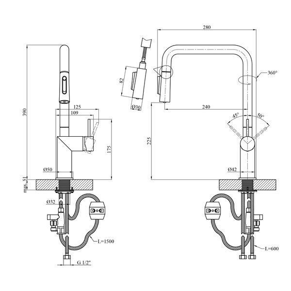 Смеситель для кухни Kroner Element 296569B-5301 CV035987 фото