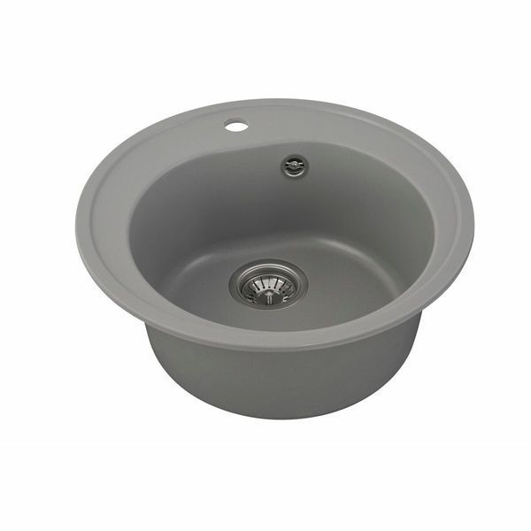 Гранитная мойка для кухни Platinum 510 LUNA матовая Cерый металлик 3329 фото