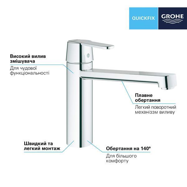 Змішувач для кухні Grohe QuickFix Get 30196000 CV030570 фото