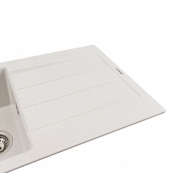 Гранітна мийка для кухні Platinum 7843 SOLID матова Біла в крапку 42235 фото