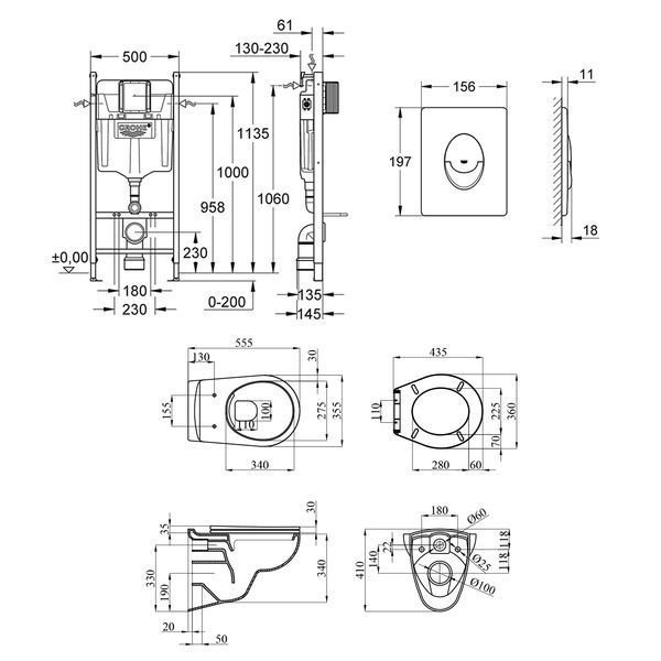 Комплект унитаза с инсталляцией 4 в 1 Grohe Solido Start UA38971964A CV032251 фото