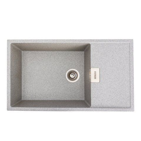 Гранітна мийка для кухні Platinum 8650 DIAMOND матова (сіра) 39825 фото
