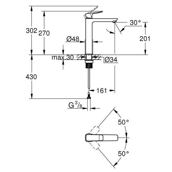 Смеситель для раковины Grohe QuickFix Dice XL-Size 1018920000 CV036220 фото