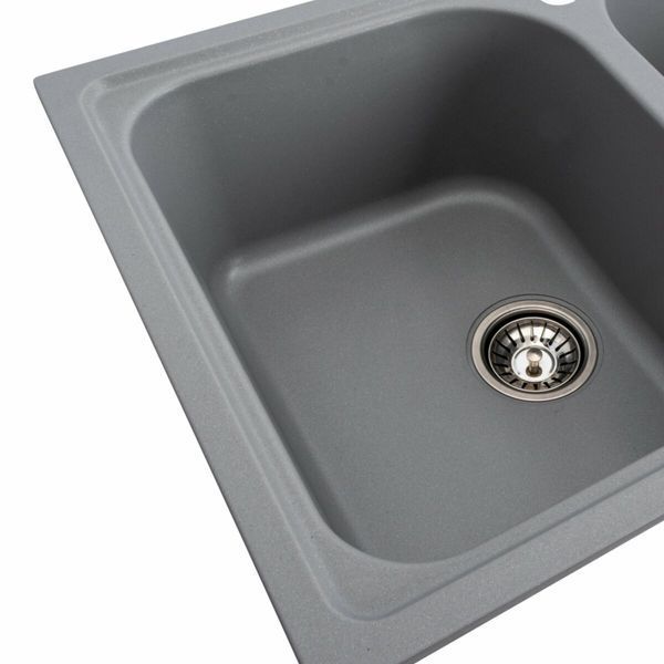 Гранитная мойка для кухни Platinum 7950 Equatoria матовый Серый металлик 36403 фото
