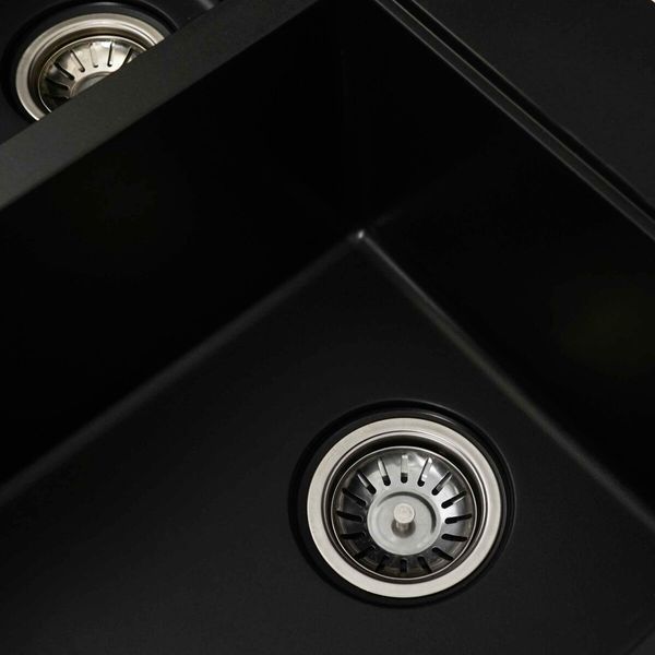 Гранітна мийка для кухні Platinum 7850 HARMONY матова Чорна 3743 фото