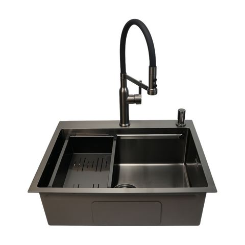 Комплект кухонної мийки 63х50HM PVD Pllen&oacute; Lazio ST07 Grafite SL43327 фото
