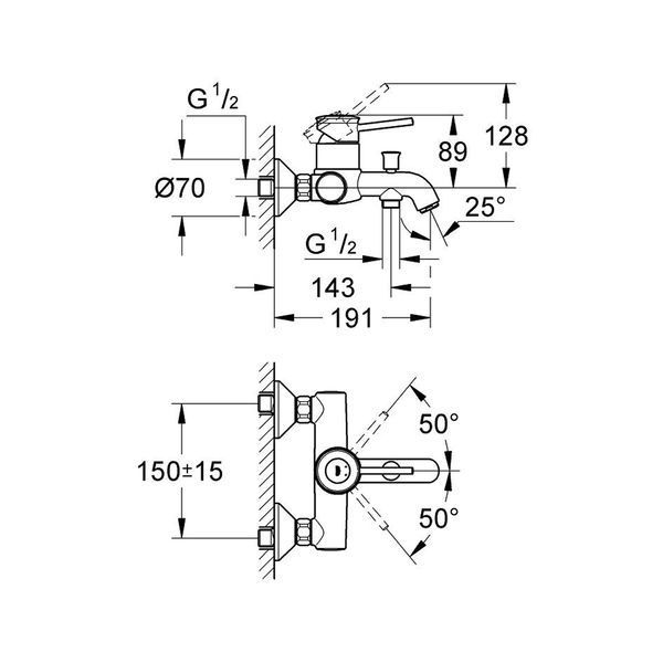Смеситель для ванны Grohe BauClassic 32865000 CV032464 фото