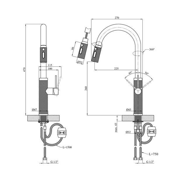 Смеситель для кухни Kroner KRP Edelstahl Berg - GRP030-T CV035596 фото