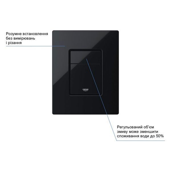 Комплект 4 в 1: Инсталляция Grohe Solido 2 в 1 38971000 + Панель смыва для унитаза Even Black 38966KV0 + Унитаз подвесной безобедочный Kroner Armada WHI513636 RIMLESS с сиденьем Slim Duroplast /Soft (38971966KV0KA51R) CV036752 фото