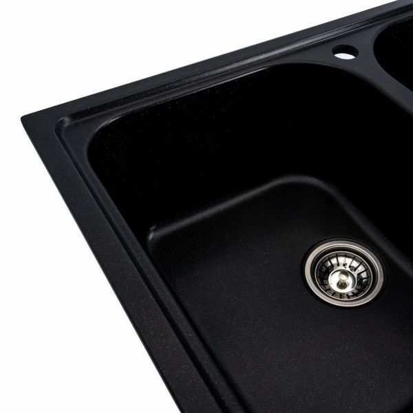 Гранитная мойка для кухни Platinum 7950 Equatoria матовый Черный металлик 36408 фото