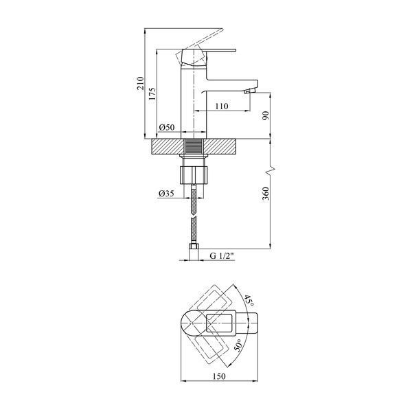 Смеситель для раковины Kroner KRM Zenda - W010 CV022958 фото
