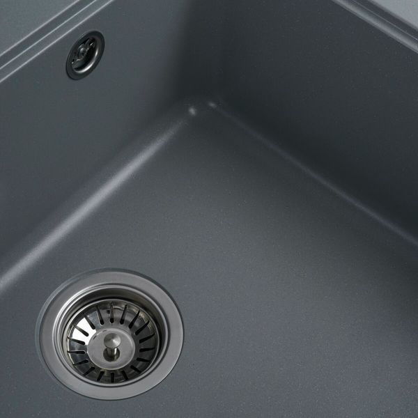 Гранітна мийка для кухні Platinum 5852 VESTA матова Сірий металік 3531 фото