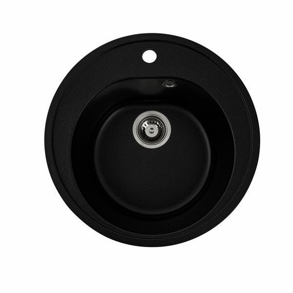 Гранитная мойка для кухни Platinum 510 LUNA матовая Черный металлик 3333 фото