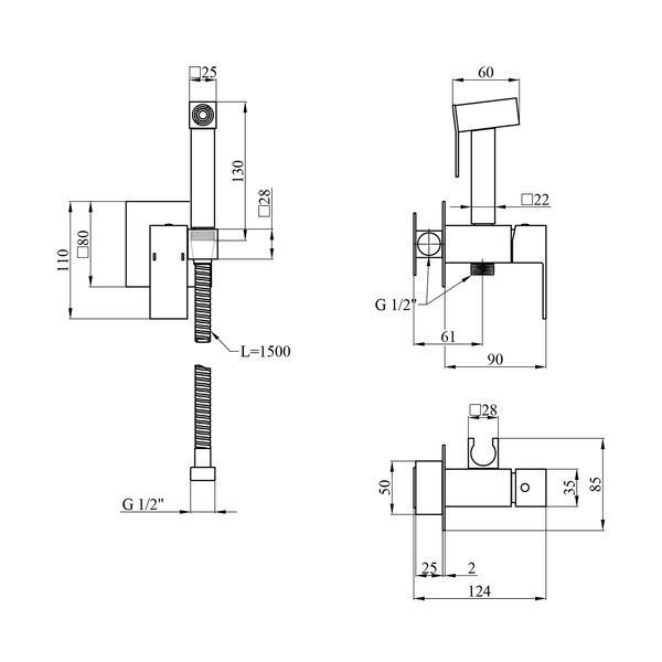 Набор 3 в 1 для ванной комнаты Kroner KRP SCH053 Edelstahl Kubus - SCH082 SS23588 фото