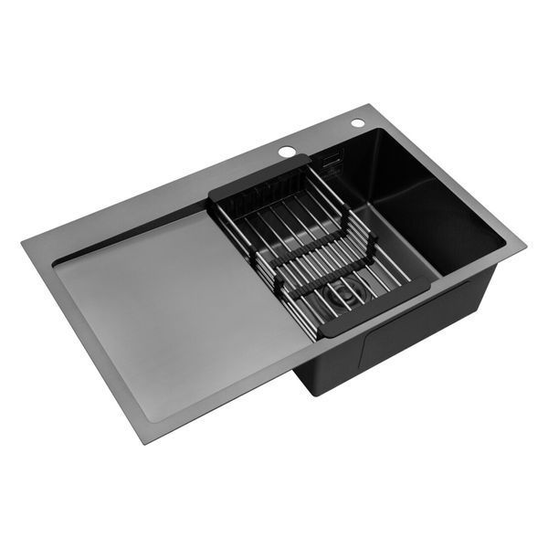 Комплект кухонной мойки Kroner KRP Schwarze - 7849RHM PVD Lazio ST430087 фото