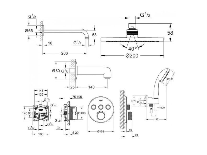 Душова система Grohtherm SmartControl (3461402L), Grohe 3461402L фото