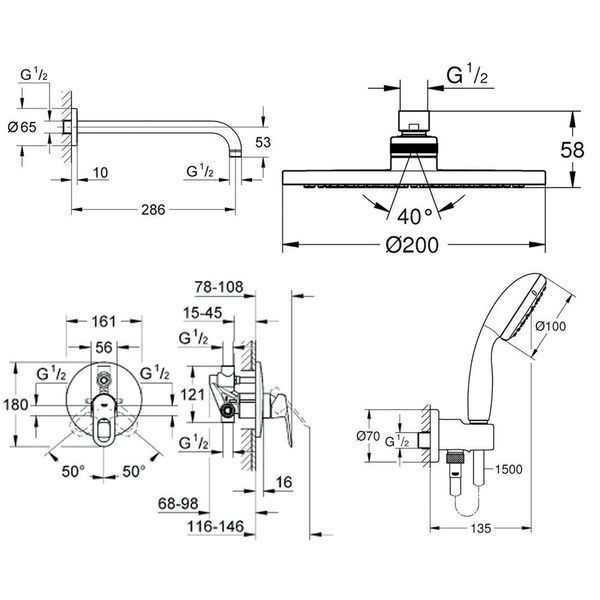Душова система BauLoop (2908100L) Grohe 2908100L фото