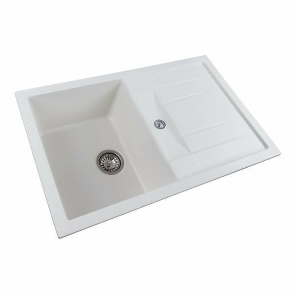 Гранитная мойка для кухни Platinum 7850 TROYA матовая Белоснежная 3224 фото