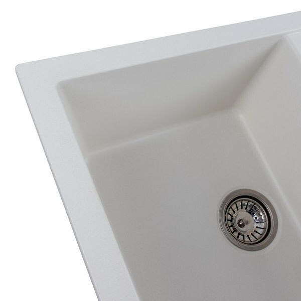 Гранитная мойка для кухни Platinum 7850 TROYA матовая Белоснежная 3224 фото