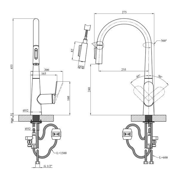 Змішувач для кухні Kroner Element 211569-3801 CV035985 фото