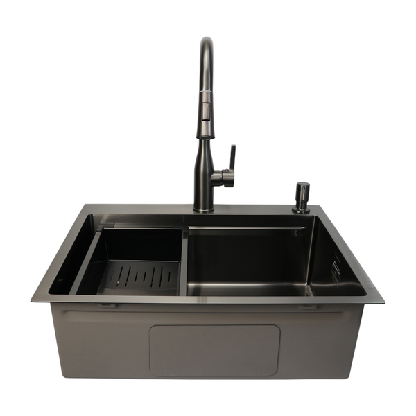 Комплект кухонної мийки 63х50HM PVD Pllen&oacute; Lazio ST08 Grafite SL43881 фото