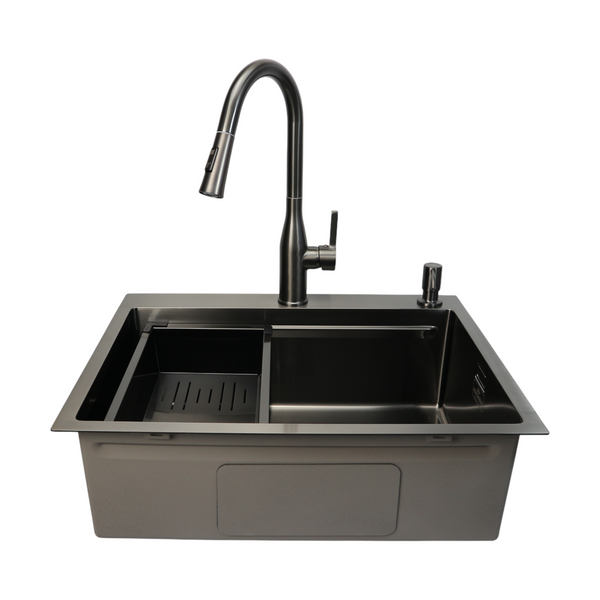 Комплект кухонної мийки 63х50HM PVD Pllen&oacute; Lazio ST08 Grafite SL43881 фото