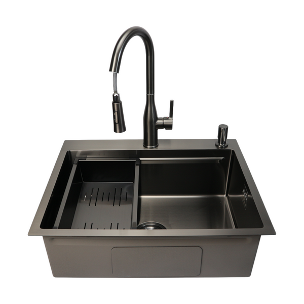 Комплект кухонної мийки 63х50HM PVD Pllen&oacute; Lazio ST08 Grafite SL43881 фото
