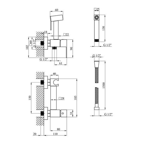 Набор 3 в 1 для ванной комнаты Kroner SCH052 KRP Edelstahl Kubus - SCH082 SS23555 фото