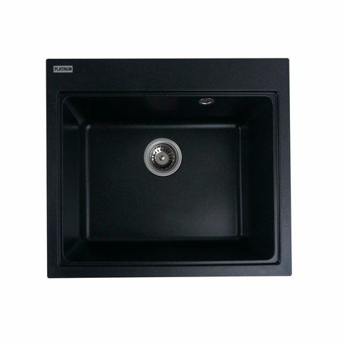 Гранітна мийка для кухні Platinum 5852 VESTA матова Чорний металік 3535 фото
