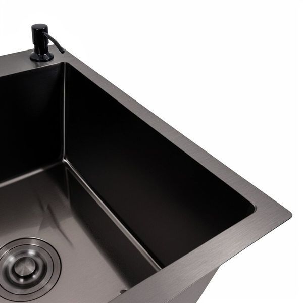 Комплект кухонної мийки Valeso 78х50 RHM PVD ST06 nero SL47340 фото