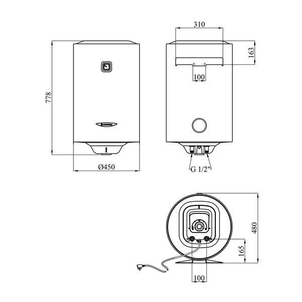Водонагрівач Ariston PRO1 R 80 V 1,8K PL EU з мокрим ТЕНом 3201903 CV034089 фото