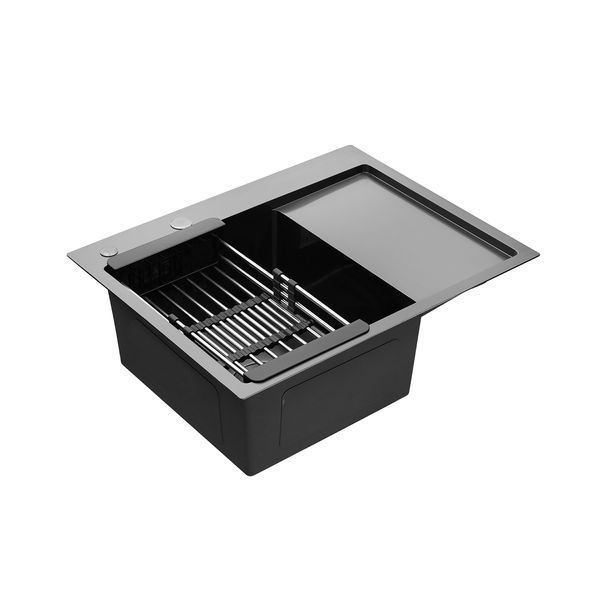 Комплект кухонної мийки KRP Schwarze - 6350LHM PVD ST41922 фото