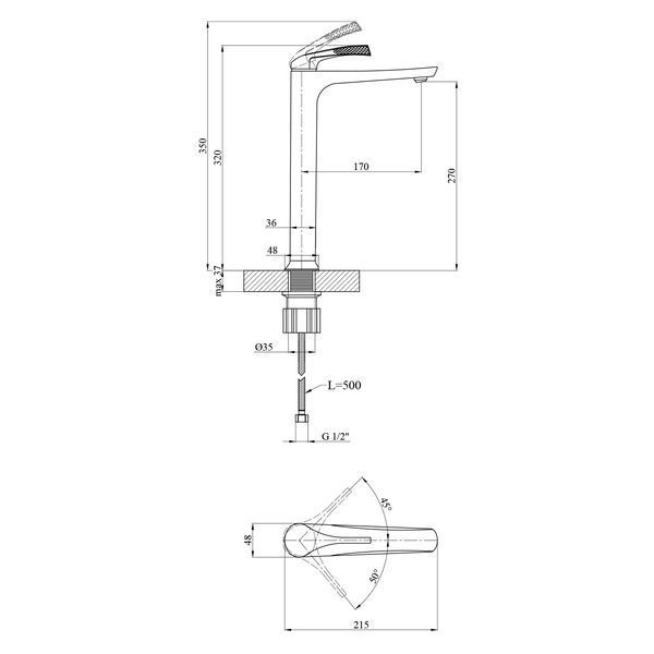 Смеситель для раковины Kroner KRP Axis Line - GRP010-3 CV036860 фото